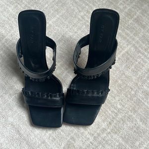 By Far leather pleated black sandals